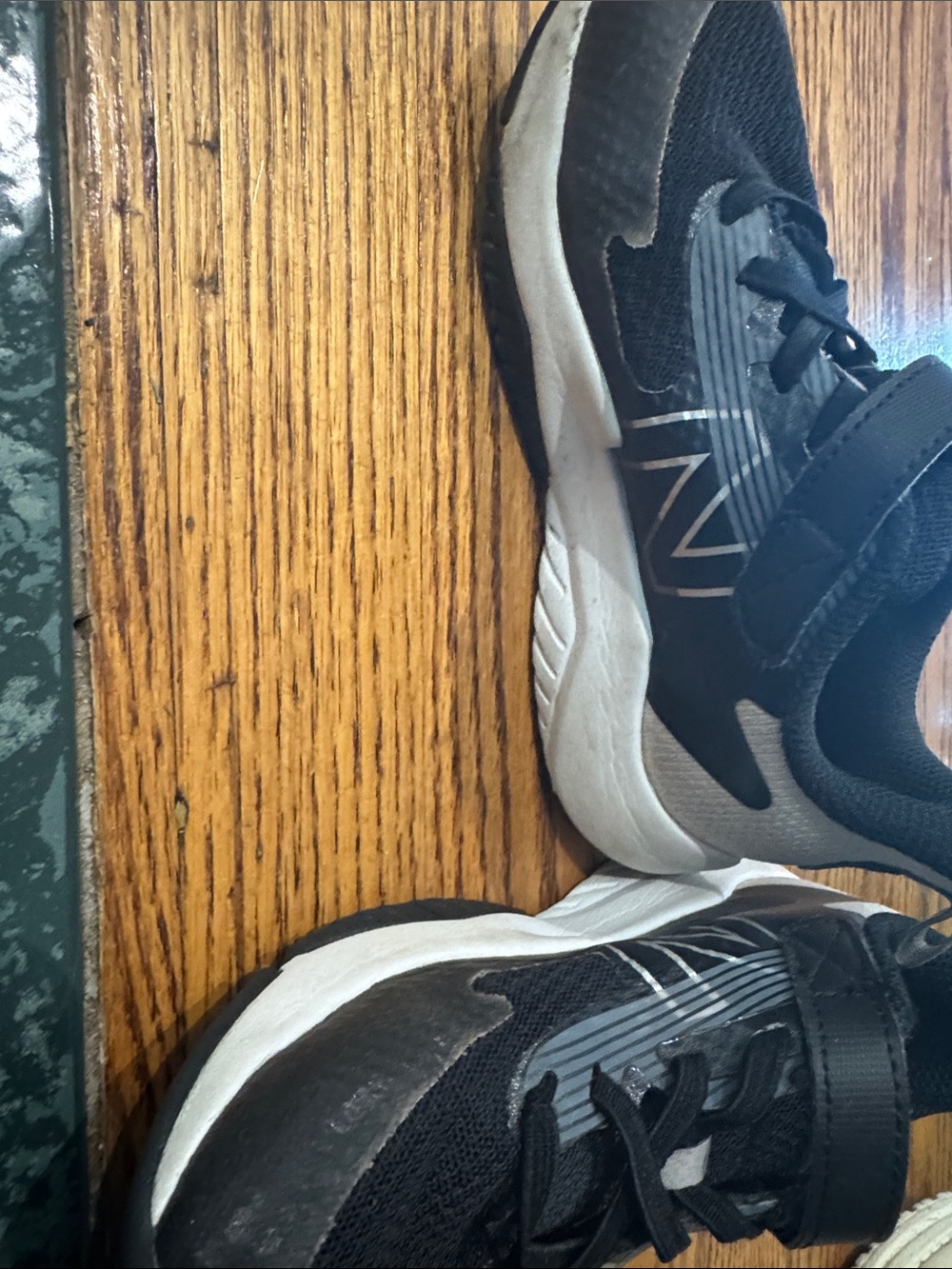 New Balance Kids Black and Gray Velcro Sneakers